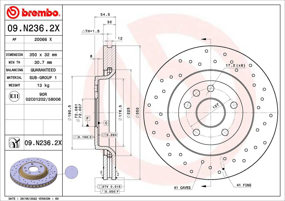 Compre 09N2362X Brembo Disco do freio dianteiro