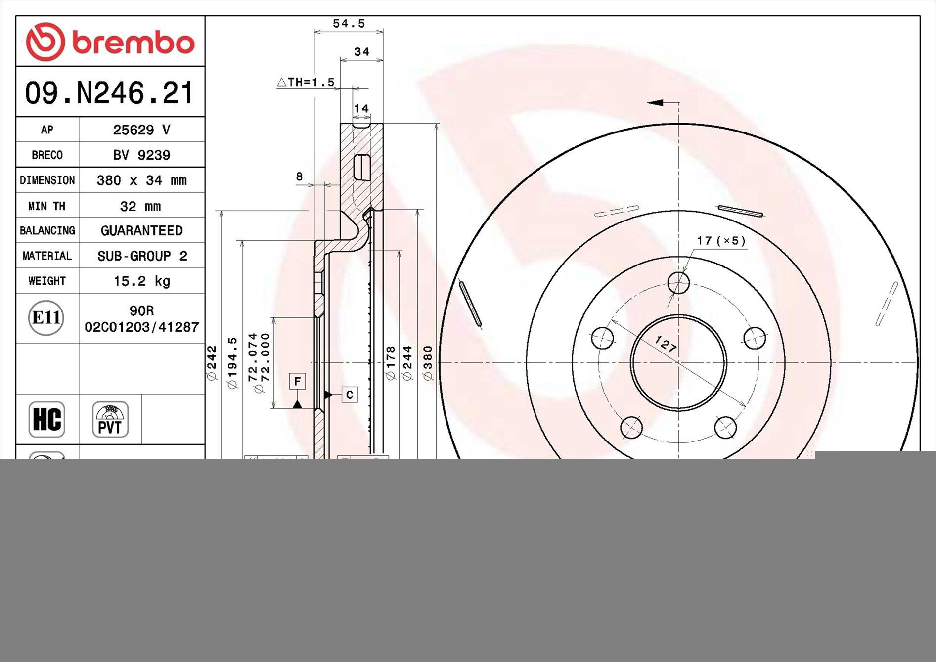 Disco do freio dianteiro Brembo 09N24621 preço, a partir de 178,60 USD