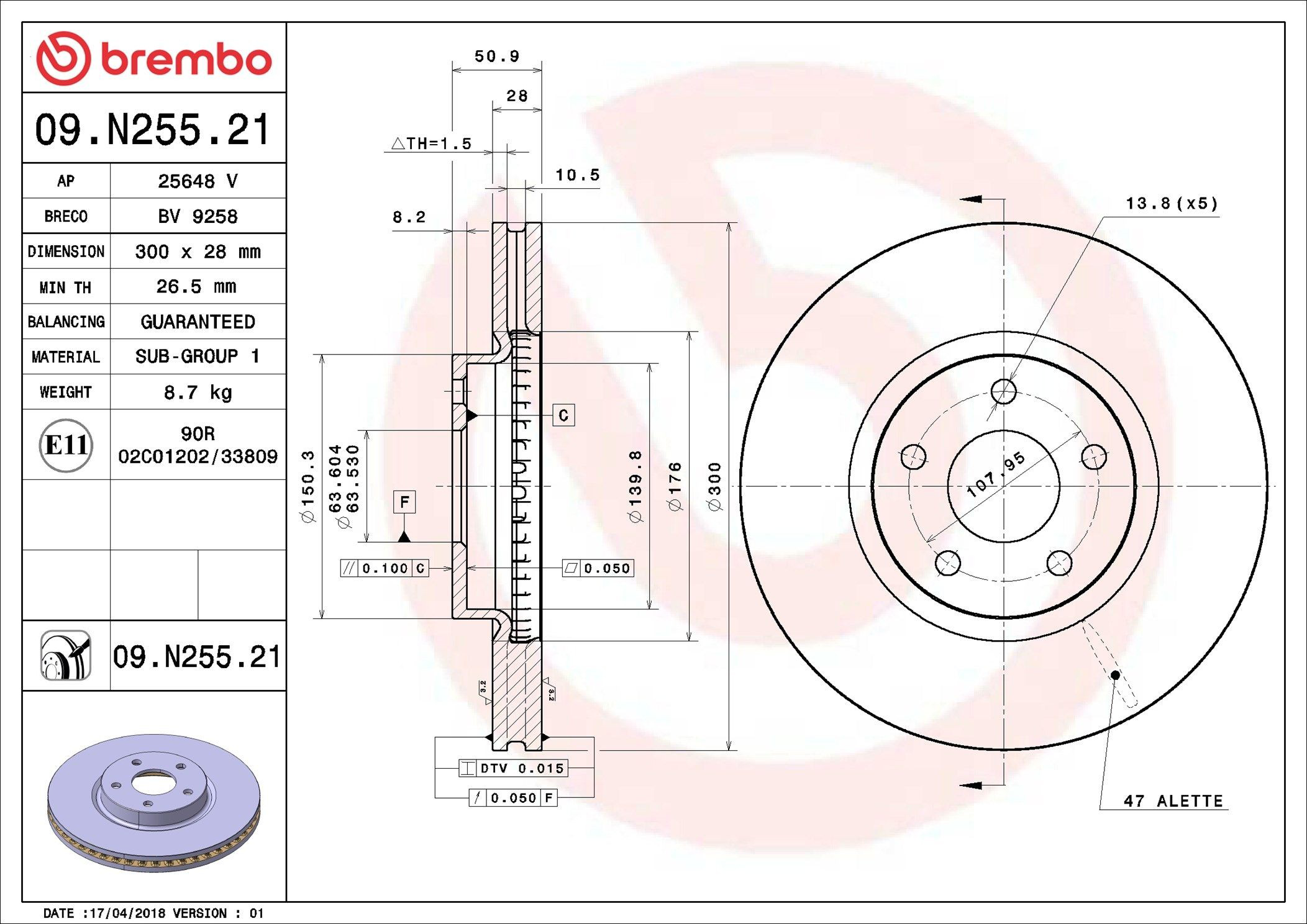 09N25521 Brembo Disco do freio dianteiro