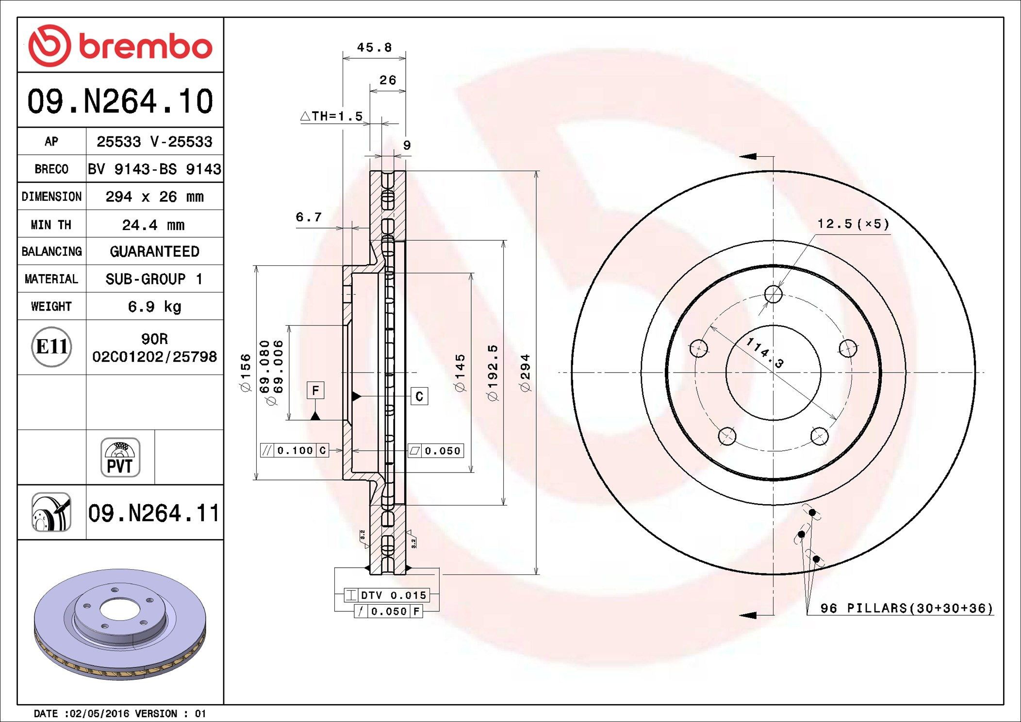Disco do freio dianteiro Brembo 09N26411 preço, a partir de 41,30 USD