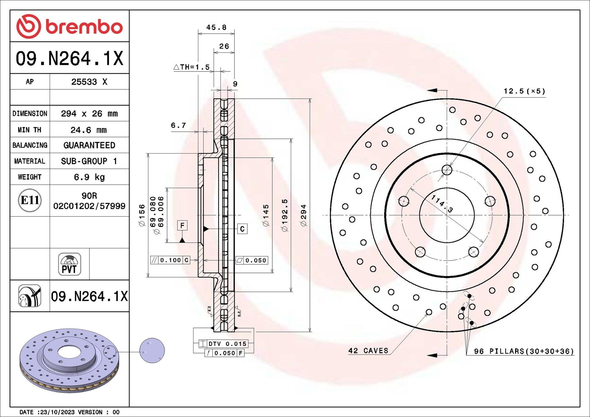Disco do freio dianteiro para Mitsubishi Eclipse CROSS GK, GL