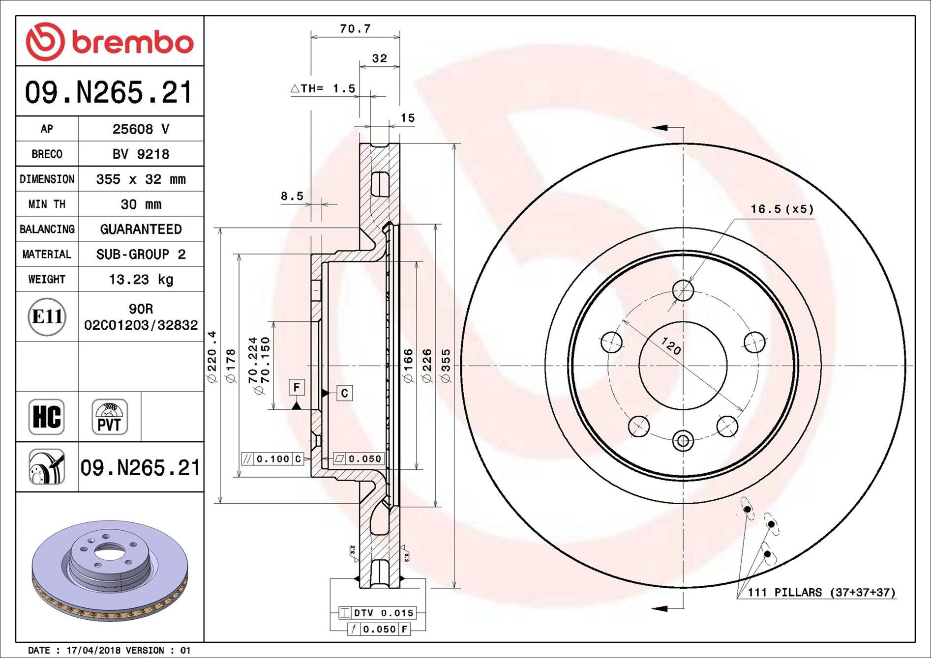 Disco do freio dianteiro Brembo 09N26521 preço, a partir de 153,43 USD