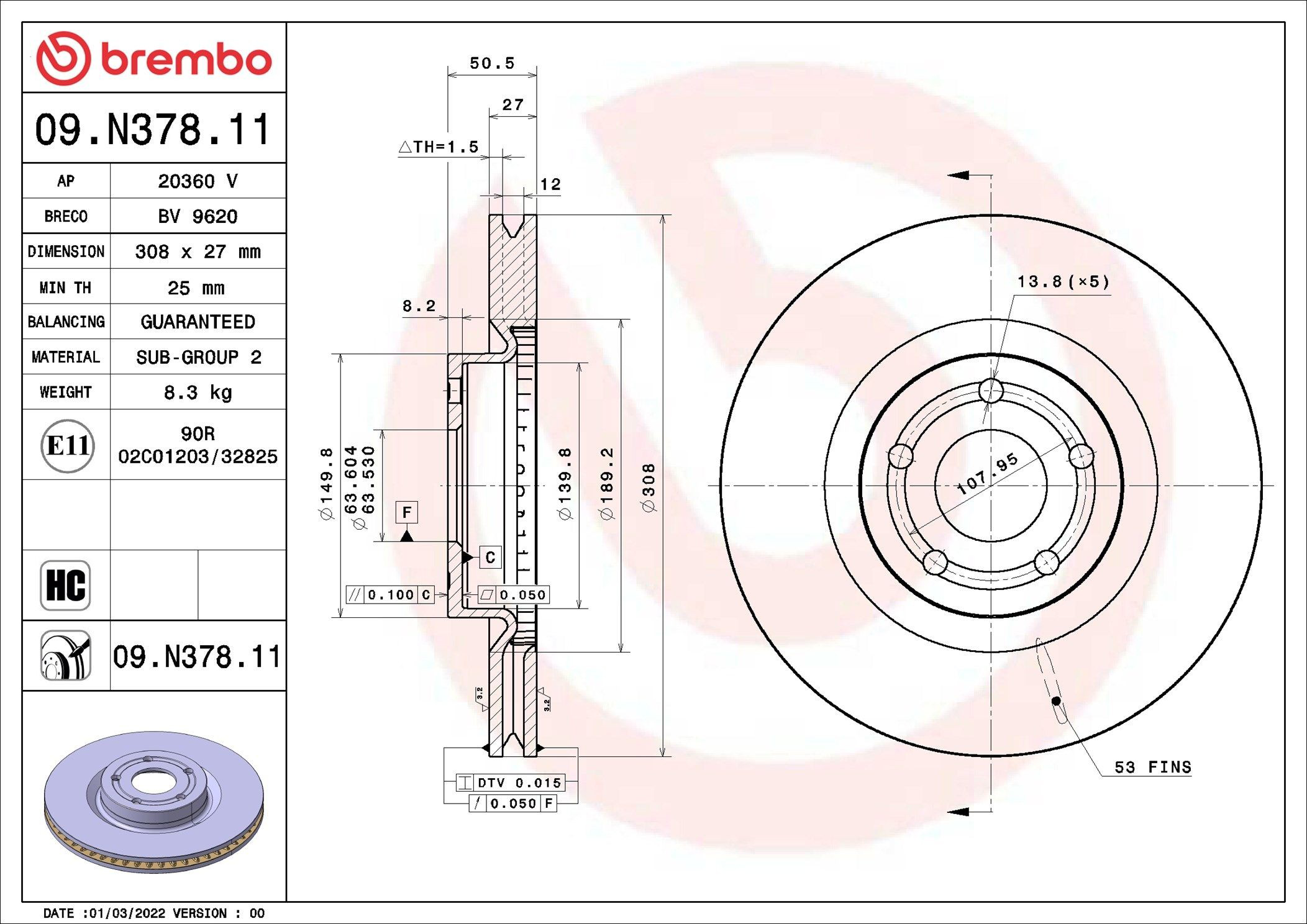 Compre 09N37811 Brembo Disco do freio dianteiro
