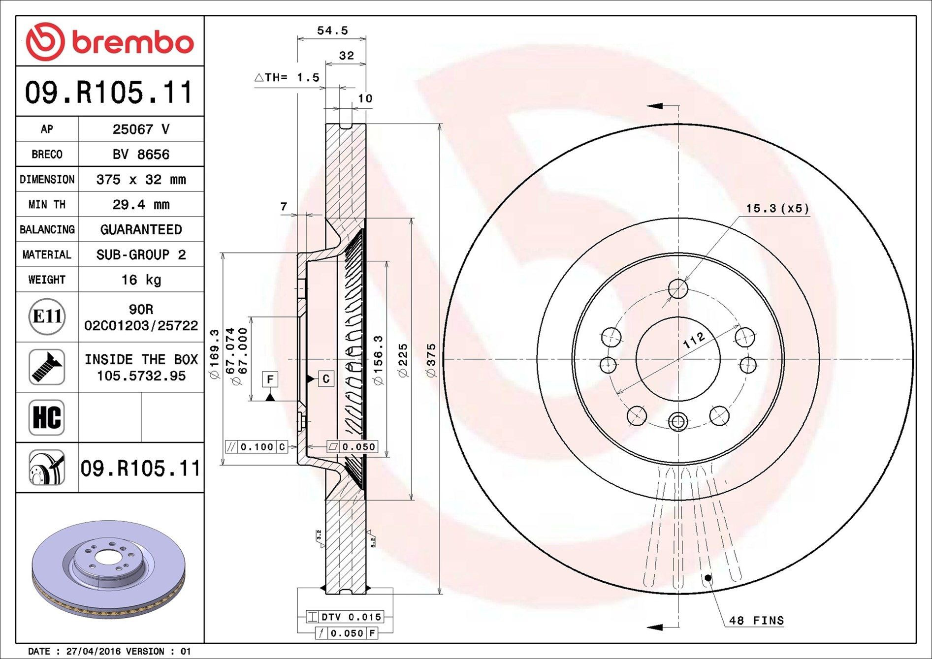 Compre 09R10511 Brembo Disco do freio dianteiro