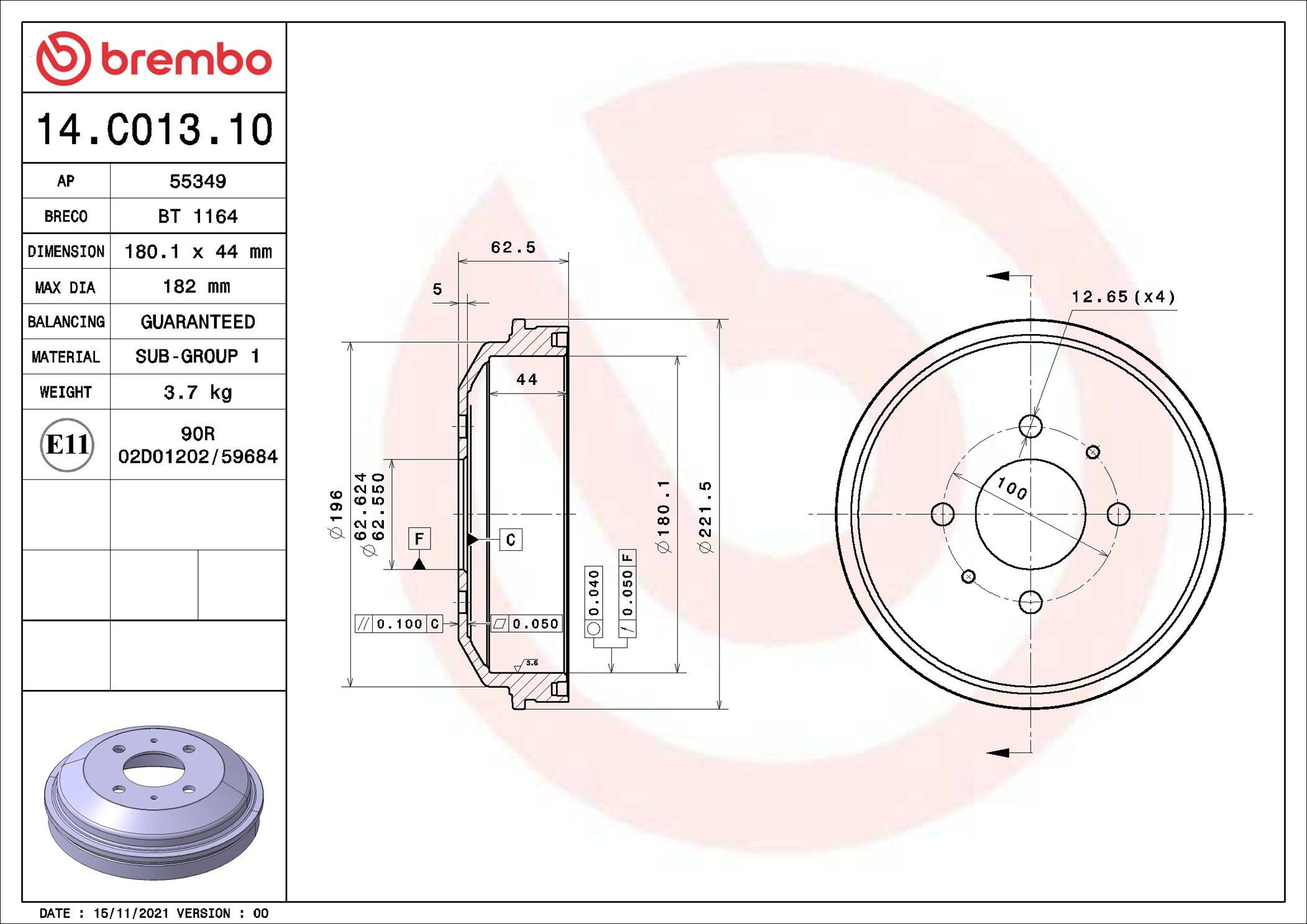 Tambor do freio traseiro Brembo 14C01310 preço, a partir de 39,35 USD