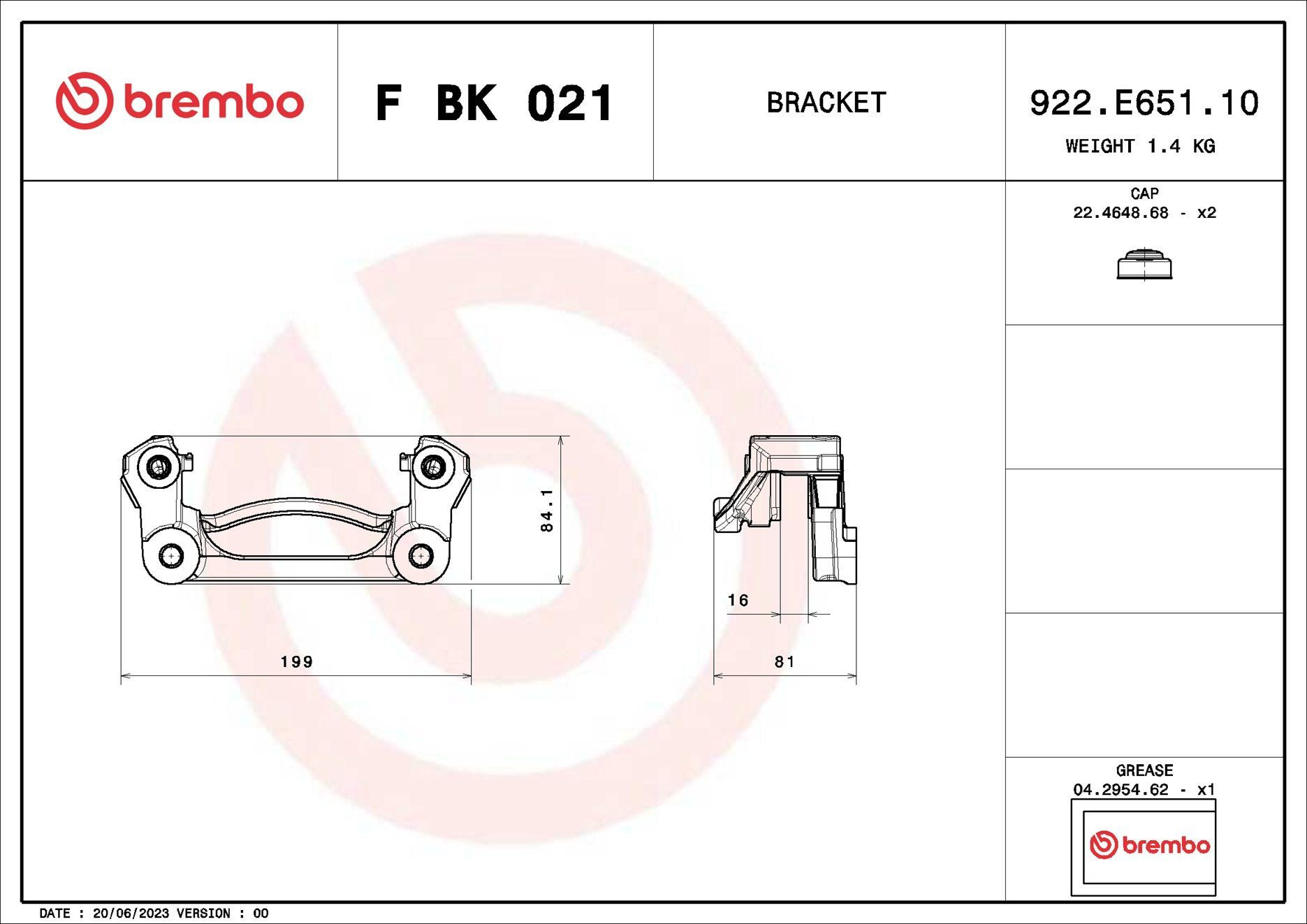 Braçadeira do freio de suporte traseiro Brembo FBK021 preço, a partir de 82,49 USD