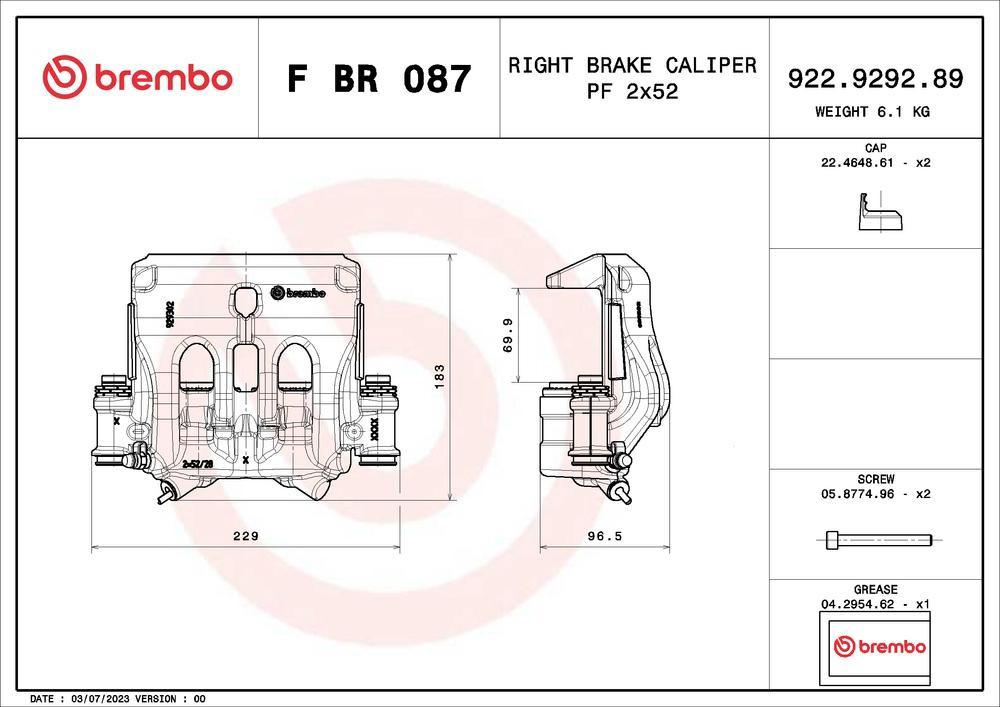 Compre FBR087 Brembo Suporte do freio dianteiro direito