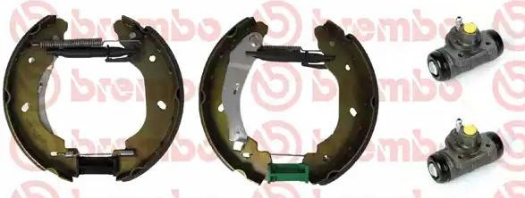 K24068 Brembo Sapatas do freio traseiras de tambor, montadas com cilindros, kit
