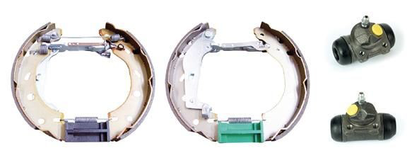 K50005 Brembo Sapatas do freio traseiras de tambor, montadas com cilindros, kit