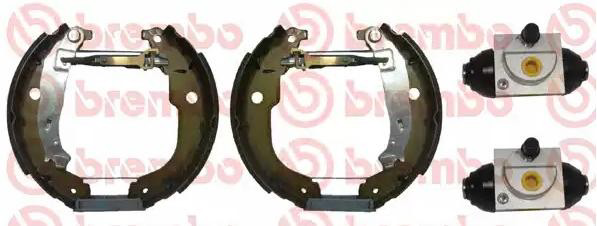 K61086 Brembo Sapatas do freio traseiras de tambor, montadas com cilindros, kit