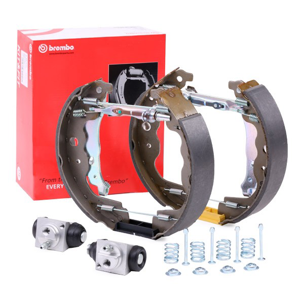 K68077 Brembo Sapatas do freio traseiras de tambor, montadas com cilindros, kit