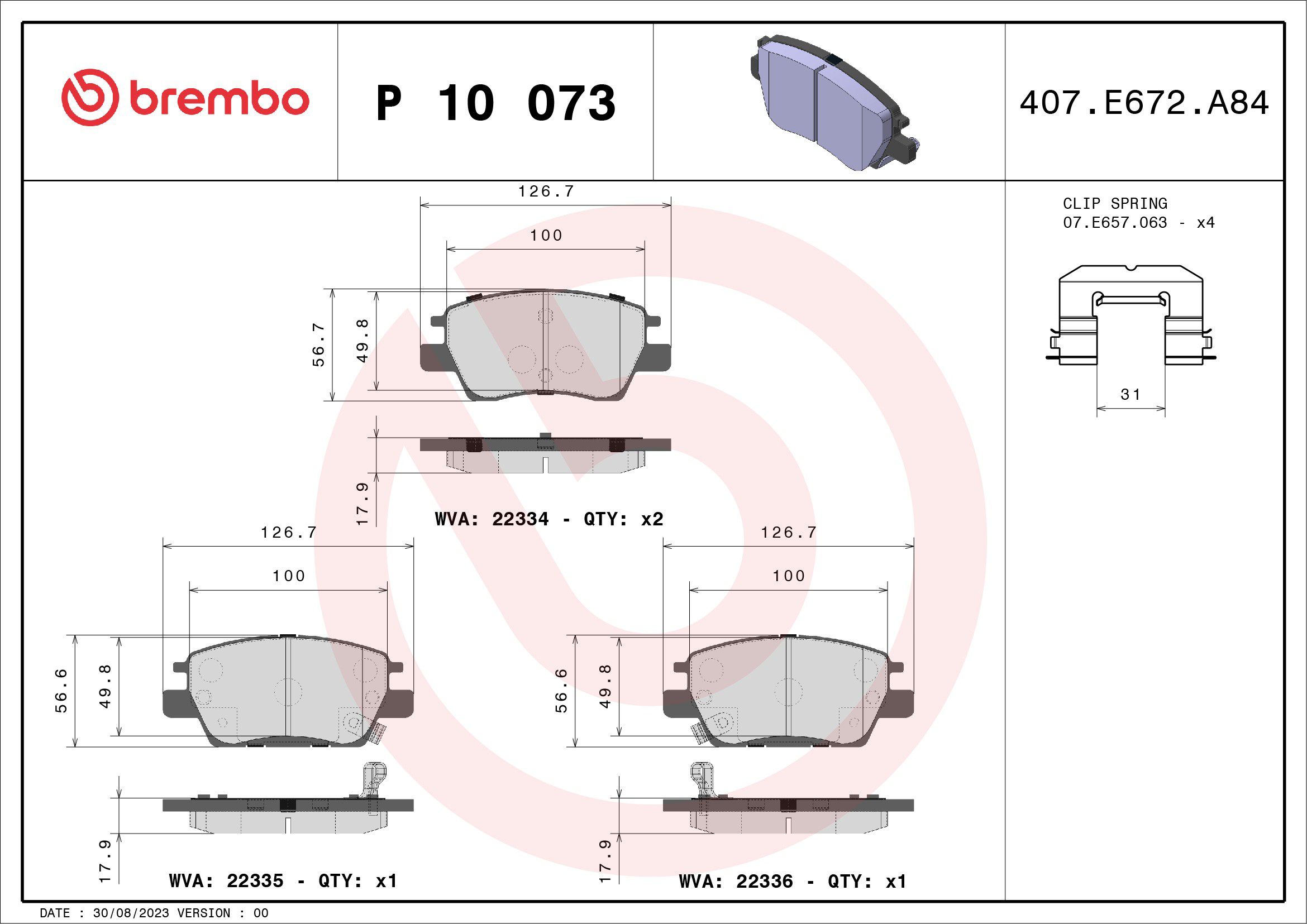 Compre P10073 Brembo Sapatas do freio dianteiras de disco