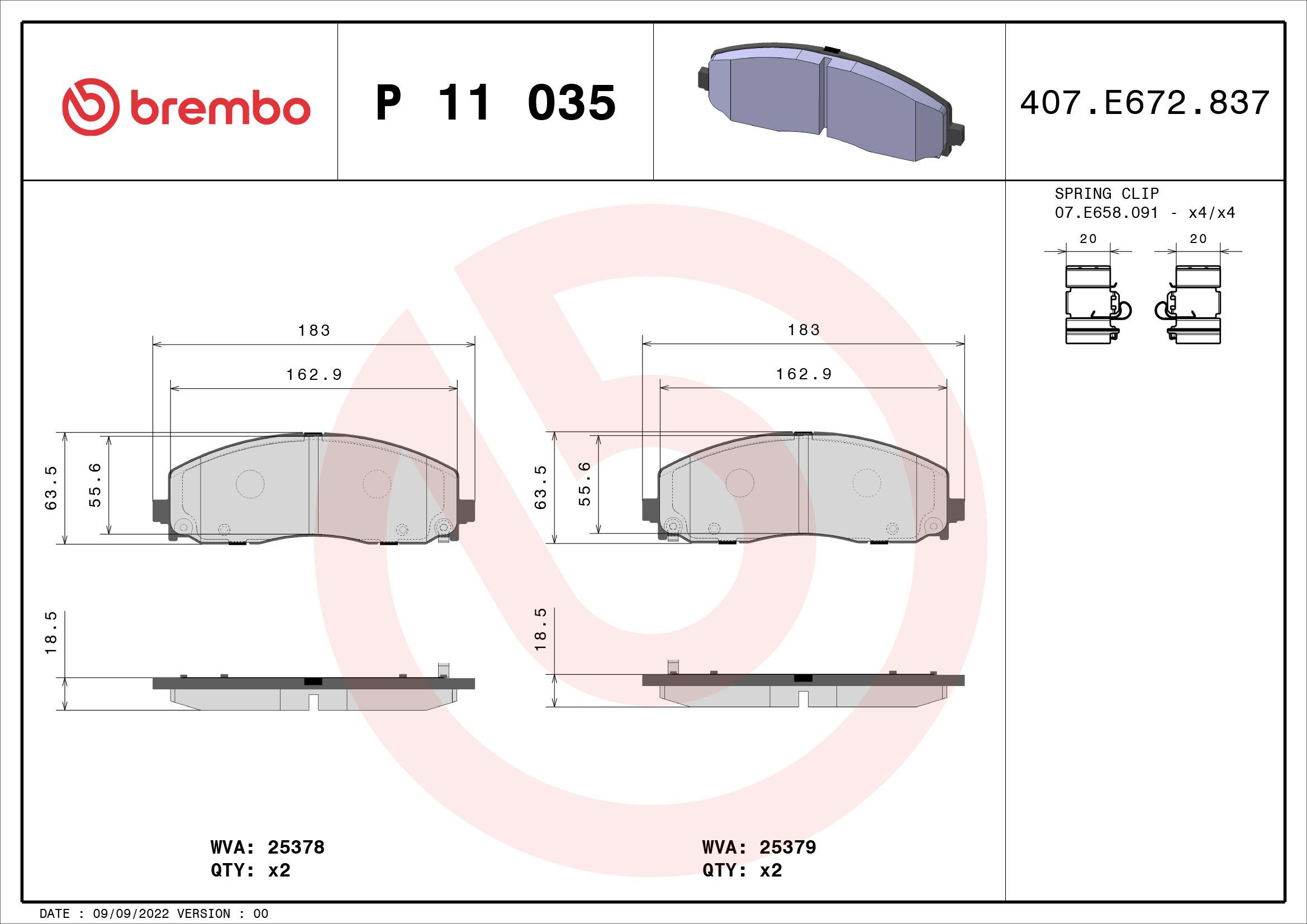 Sapatas do freio dianteiras de disco Brembo P11035 preço, a partir de 63,61 USD