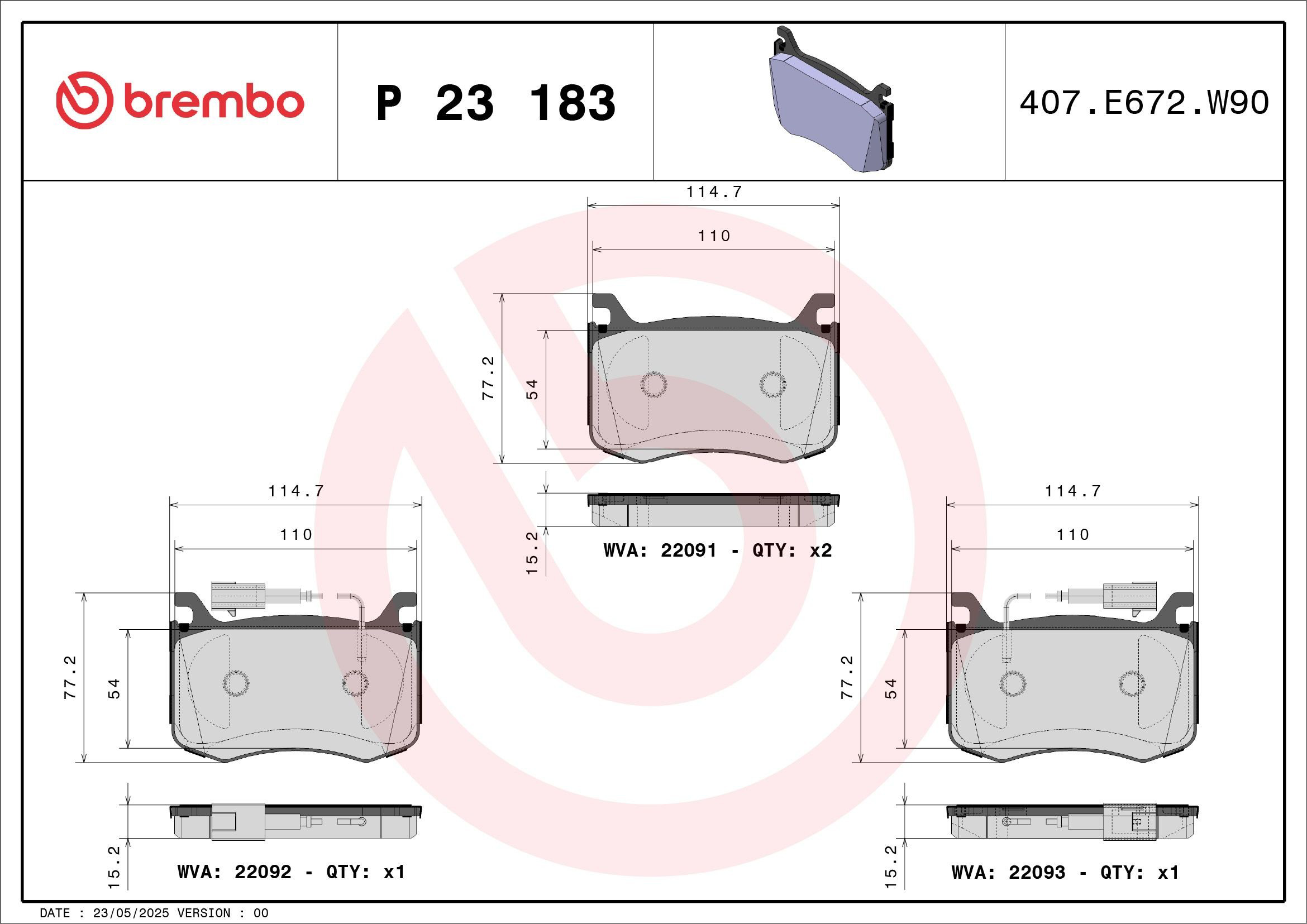 Sapatas do freio dianteiras de disco P23183 Brembo