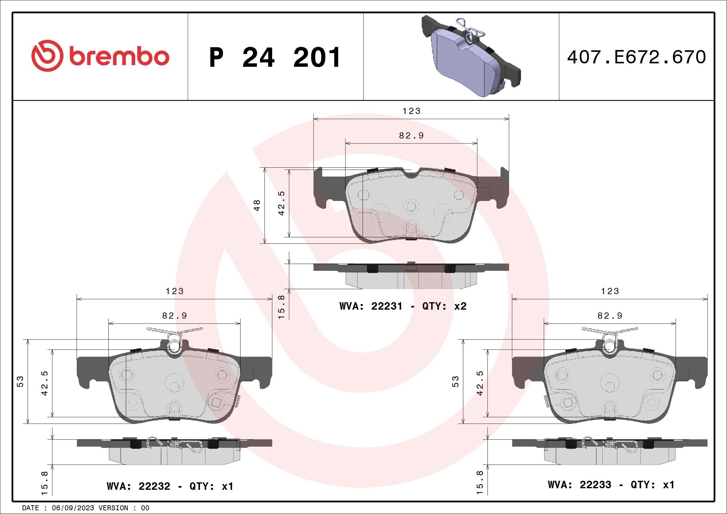 P24201 Brembo Sapatas do freio traseiras de disco