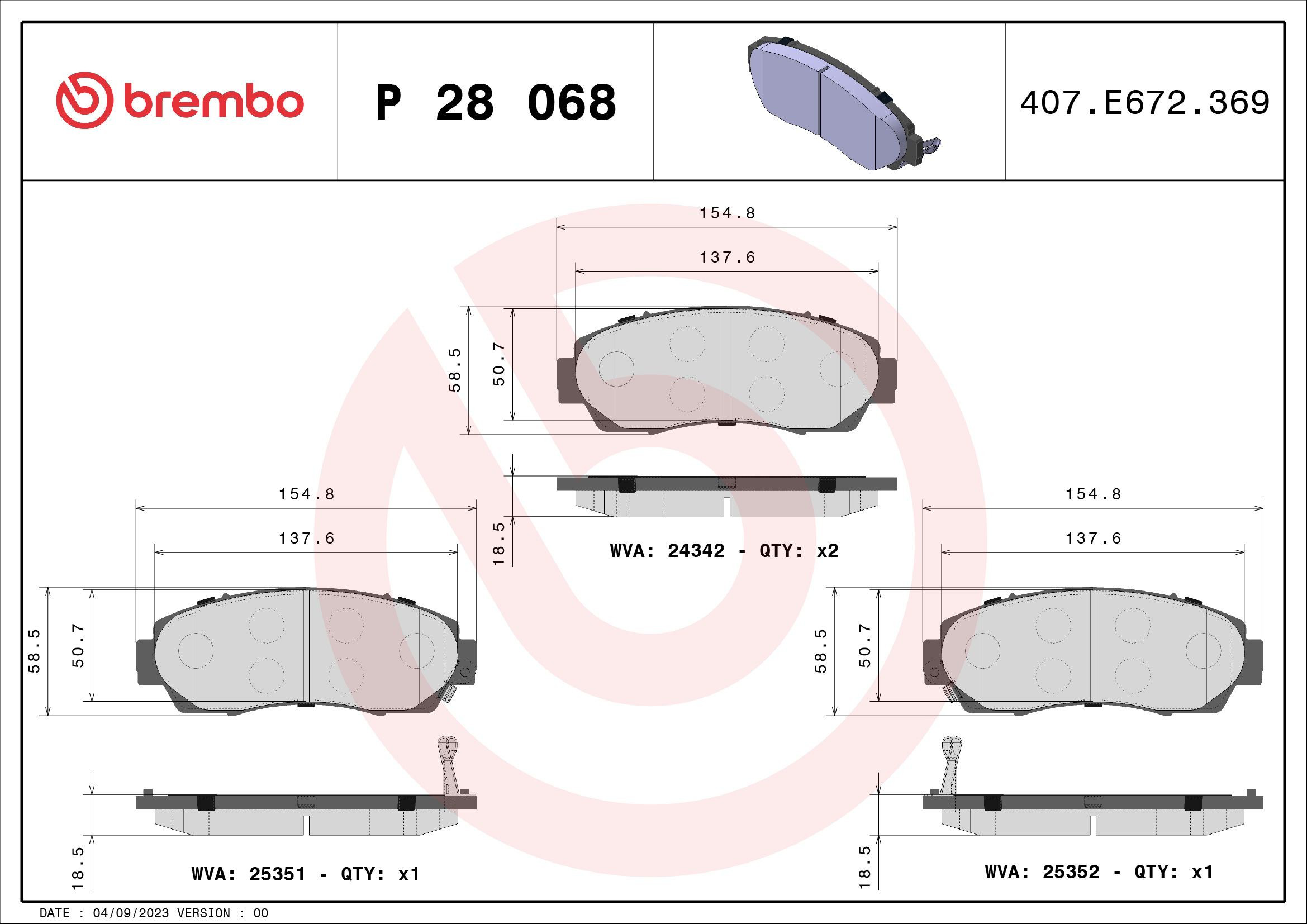 Sapatas do freio dianteiras de disco Brembo P28068
