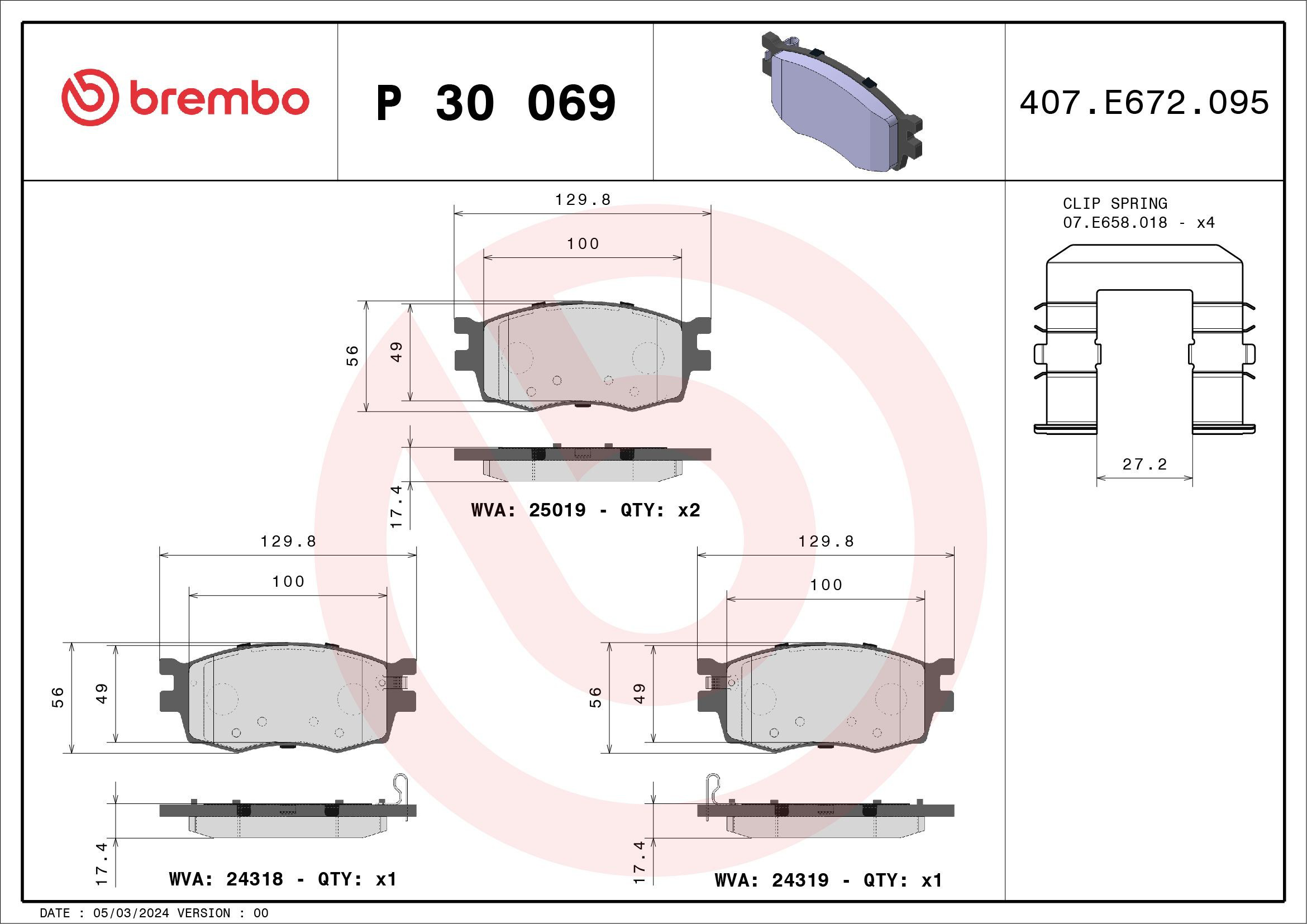 Sapatas do freio dianteiras de disco Brembo P30069