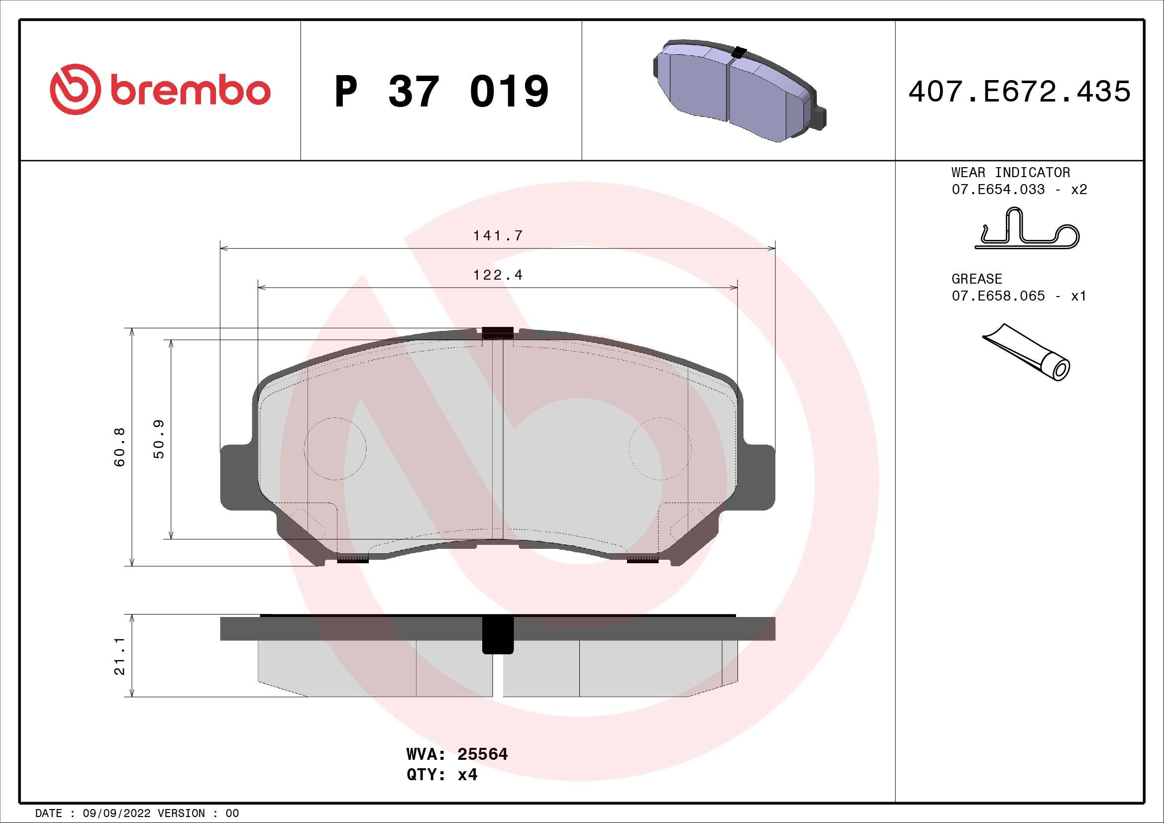 Compre P37019 Brembo Sapatas do freio dianteiras de disco