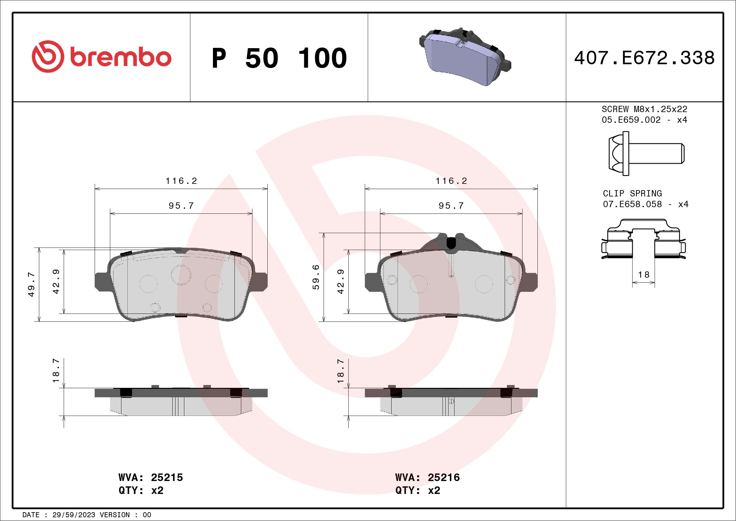 Sapatas do freio traseiras de disco Brembo P50100 preço, a partir de 49,61 USD
