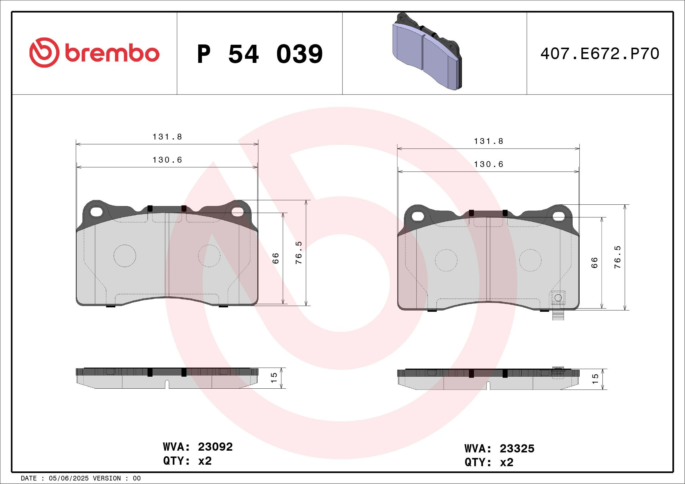 Sapatas do freio dianteiras de disco Brembo P54039 preço, a partir de 45,92 USD