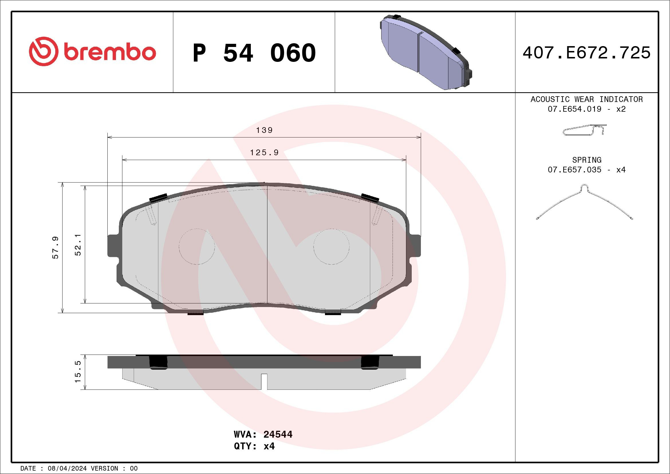 Sapatas do freio dianteiras de disco Brembo P54060 preço, a partir de 25,50 USD