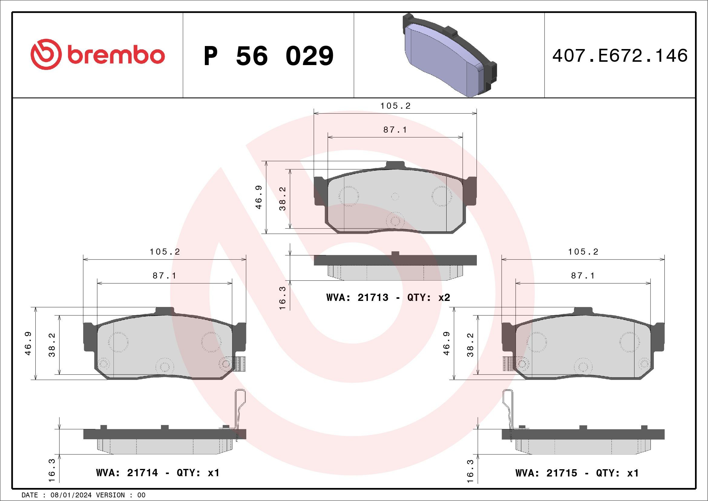 Sapatas do freio traseiras de disco Brembo P56029 preço, a partir de 24,51 USD