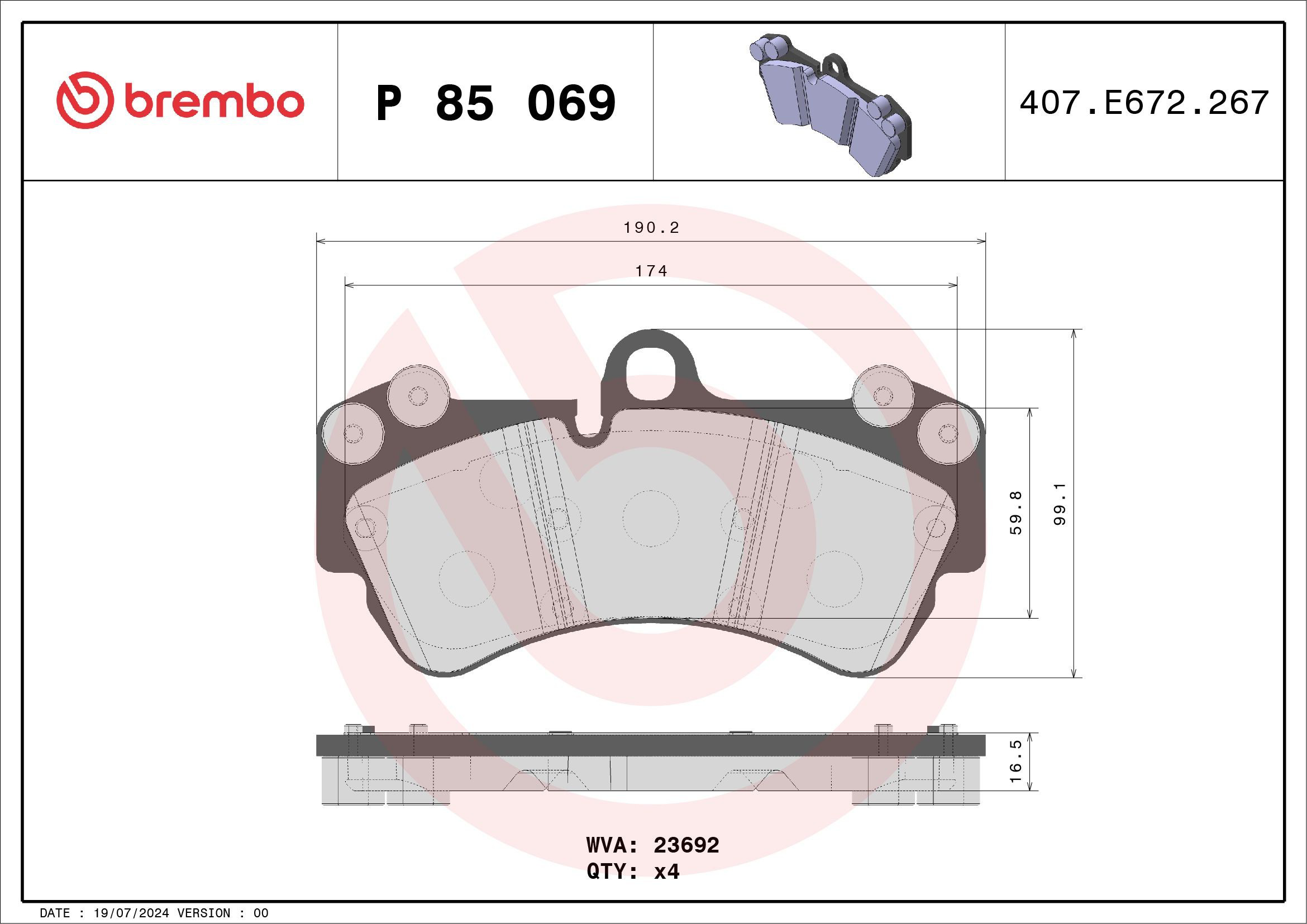 Sapatas do freio dianteiras de disco Brembo P85069 preço, a partir de 58,19 USD