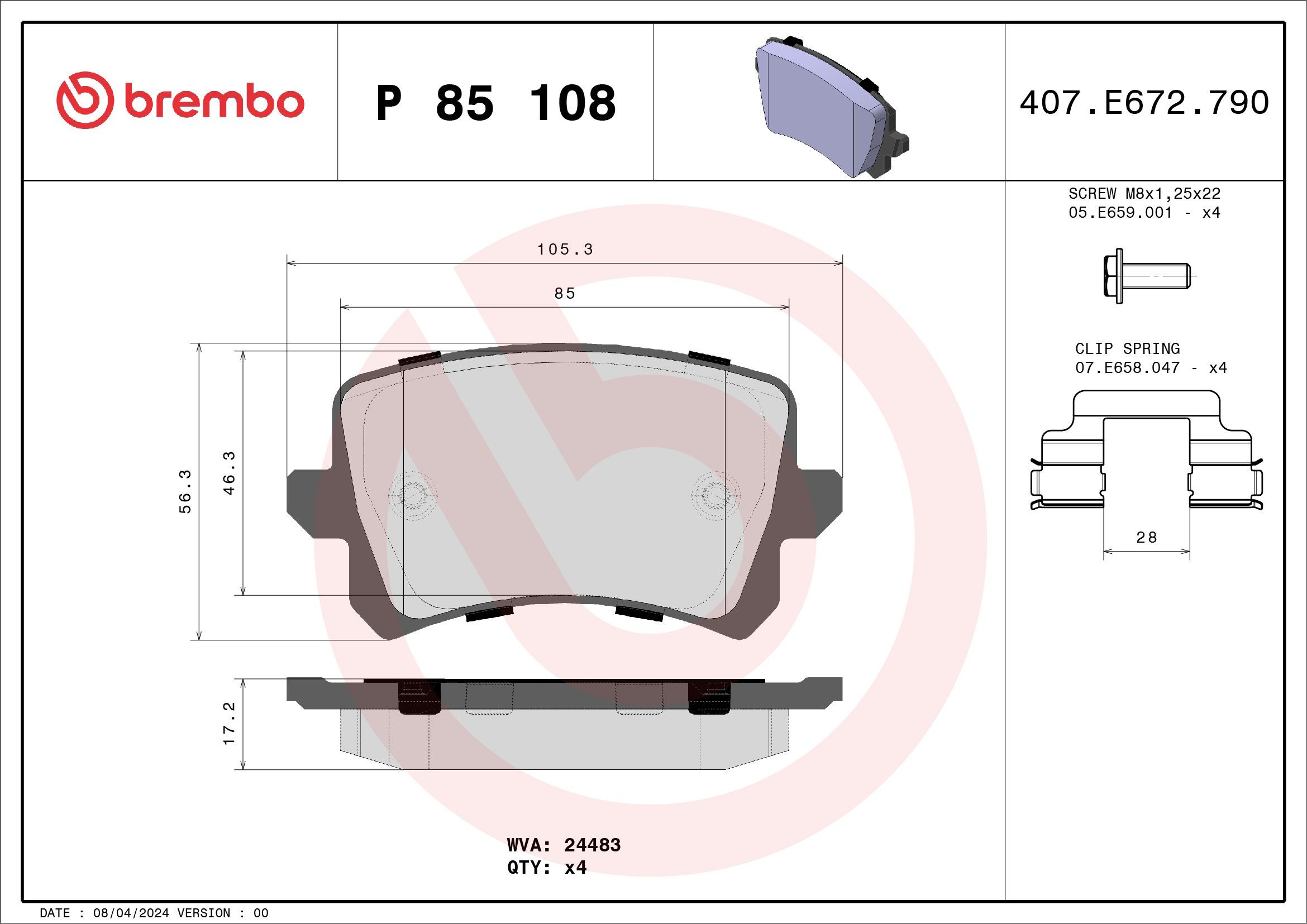 Sapatas do freio traseiras de disco Brembo P85108 preço, a partir de 40,95 USD