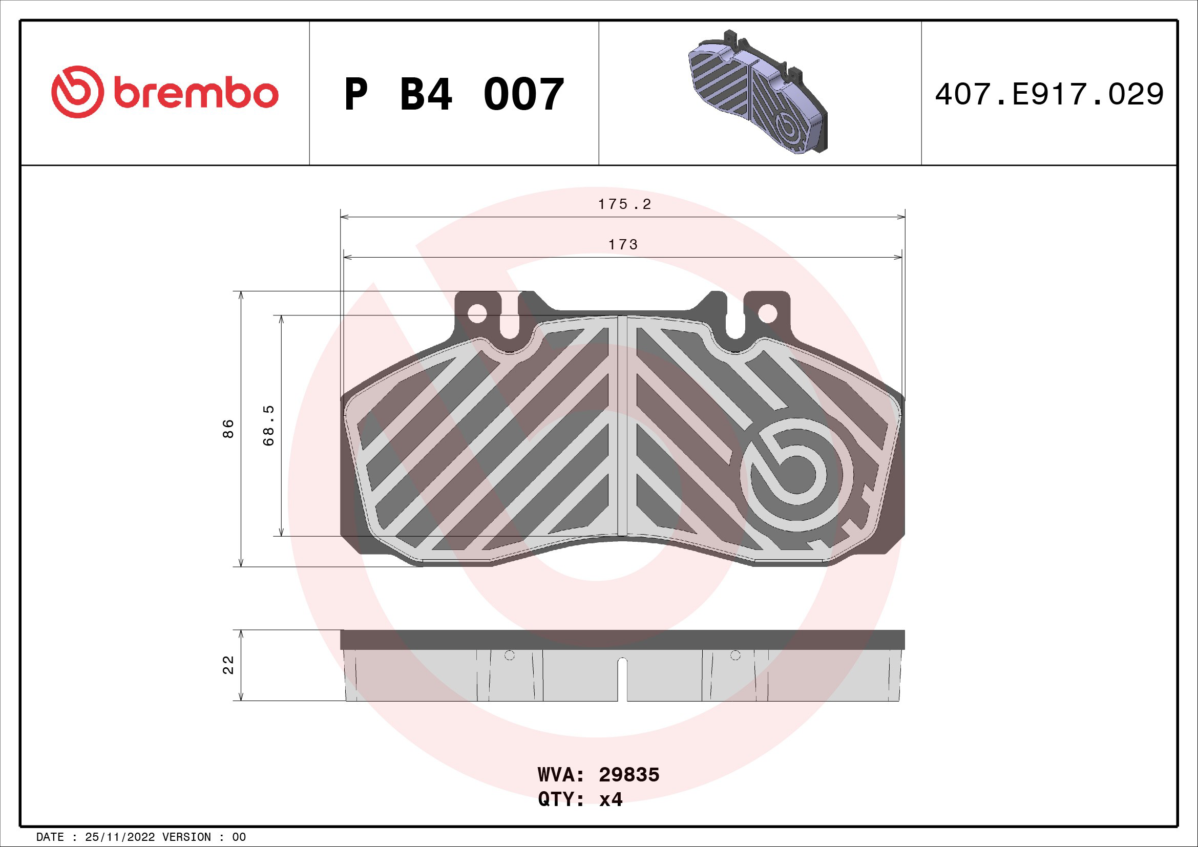 Sapatas do freio traseiras de disco Brembo PB4007 preço, a partir de 69,68 USD