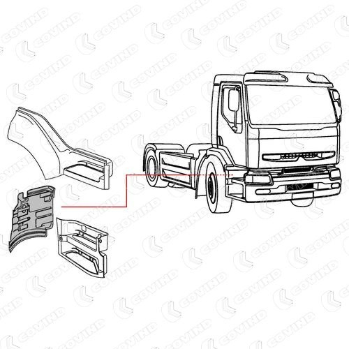 Pára-lama dianteiro direito Renault Trucks TRUCK PREMIUM 2 