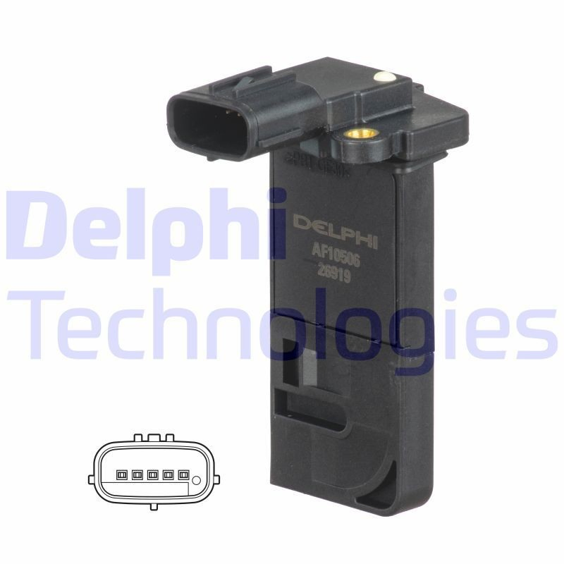 AF1050612B1 Delphi Sensor de fluxo (consumo) de ar, medidor de consumo M.A.F. - (Mass Airflow)