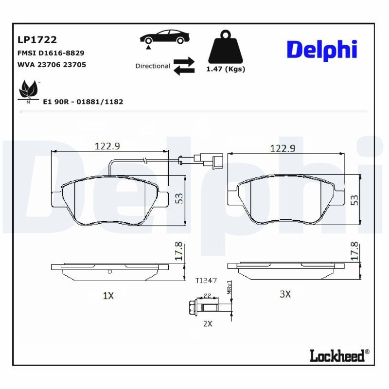 Sapatas do freio dianteiras de disco Delphi LP1722 preço, a partir de 27,79 USD