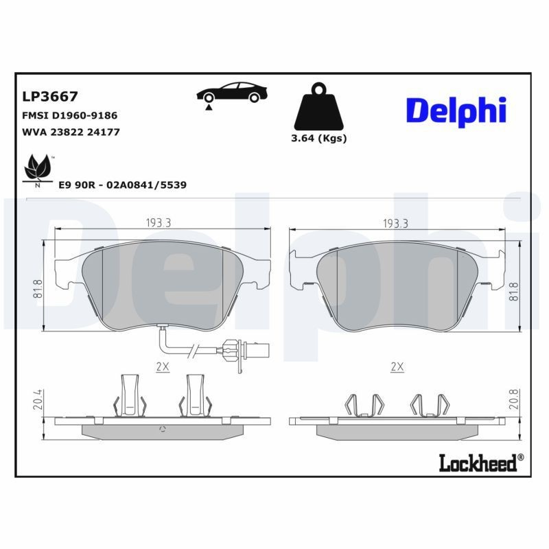Sapatas do freio dianteiras de disco Delphi LP3667 preço, a partir de 67,89 USD