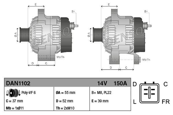 Gerador Denso DAN1102 preço, a partir de 278,58 USD
