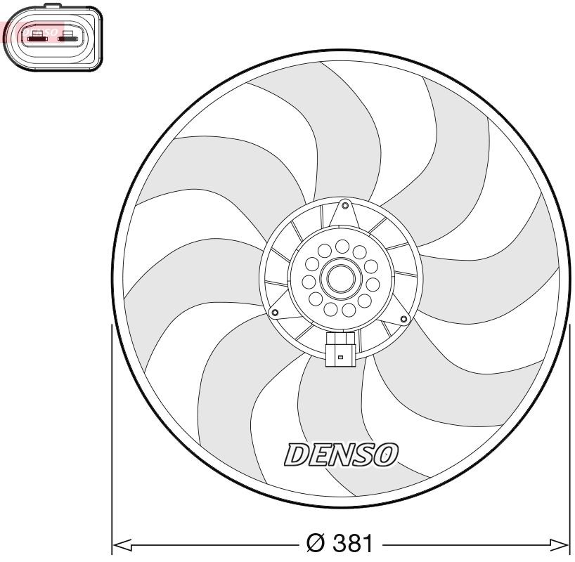 DER02006 Denso Ventilador elétrico de esfriamento montado (motor + roda de aletas) esquerdo