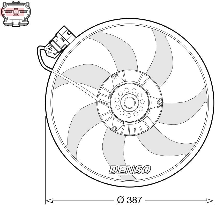 DER20017 Denso Ventilador elétrico de esfriamento montado (motor + roda de aletas)