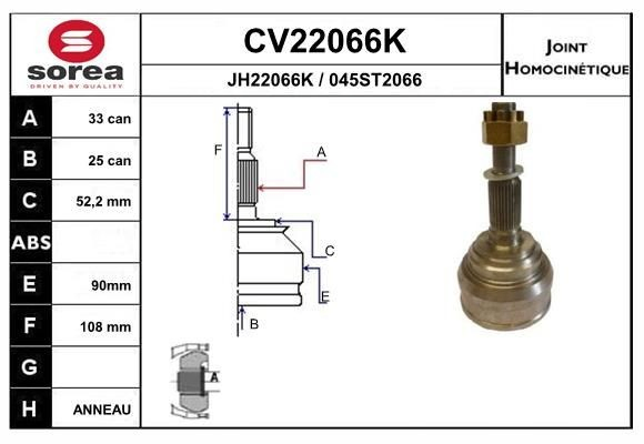  Junta homocinética externa dianteira Opel Astra F conversível (53B) (1993 - 2001) F