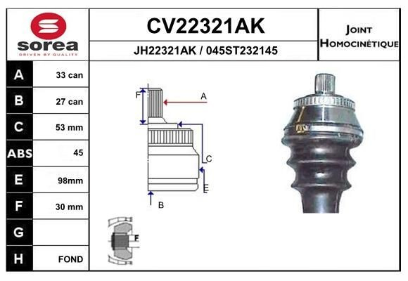 Junta homocinética externa dianteira Audi A4 B5 8D2