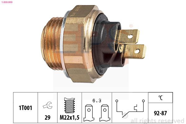 1850000 EPS Sensor de temperatura do fluido de esfriamento (de ativação de ventilador do radiador)