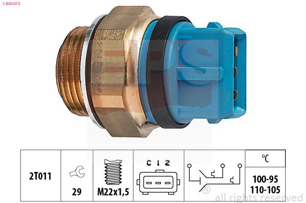 1850672 EPS Sensor de temperatura do fluido de esfriamento (de ativação de ventilador do radiador)