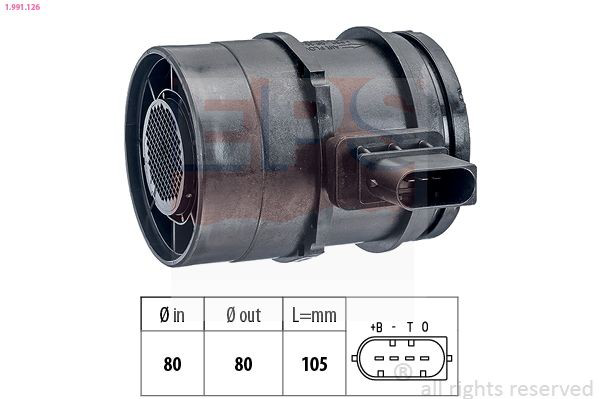 Sensor de fluxo (consumo) de ar, medidor de consumo M.A.F. - (Mass Airflow) BMW 1 hatchback (E81) (2006 - 2012) 