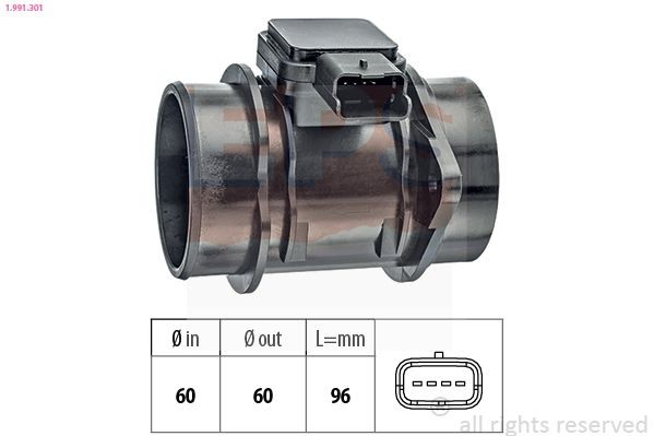 Sensor de fluxo (consumo) de ar, medidor de consumo M.A.F. - (Mass Airflow) Ford Fiesta VAN 