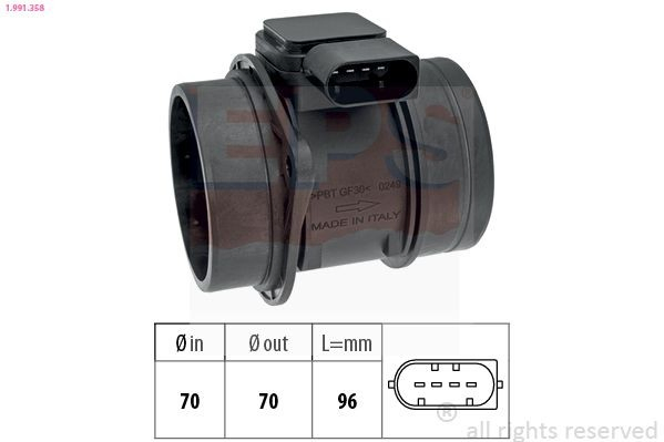  Sensor de fluxo (consumo) de ar, medidor de consumo M.A.F. - (Mass Airflow) Mercedes A hatchback (W169) (2004 - 2012) 