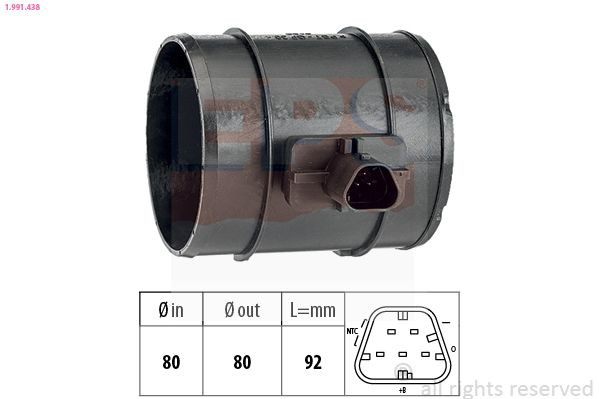 1991438 EPS Sensor de fluxo (consumo) de ar, medidor de consumo M.A.F. - (Mass Airflow)