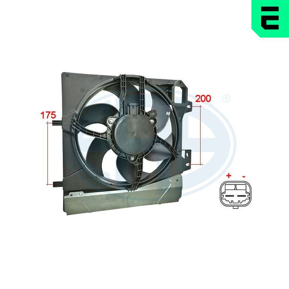 352057 ERA Difusor do radiador de esfriamento, montado com motor e roda de aletas