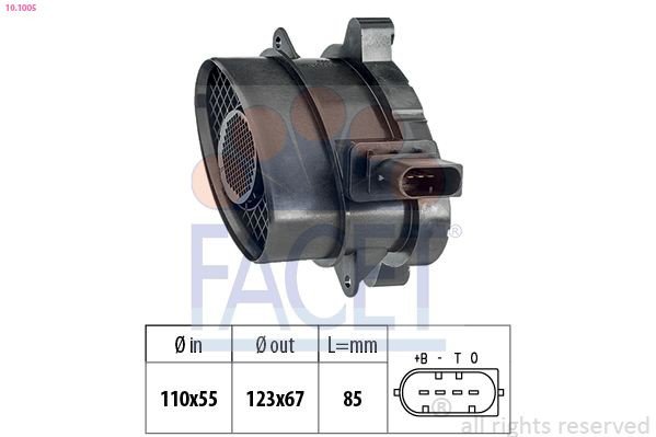 101005 Facet Sensor de fluxo (consumo) de ar, medidor de consumo M.A.F. - (Mass Airflow)
