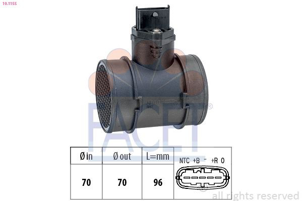 Sensor de fluxo (consumo) de ar, medidor de consumo M.A.F. - (Mass Airflow) Fiat Bravo I 182