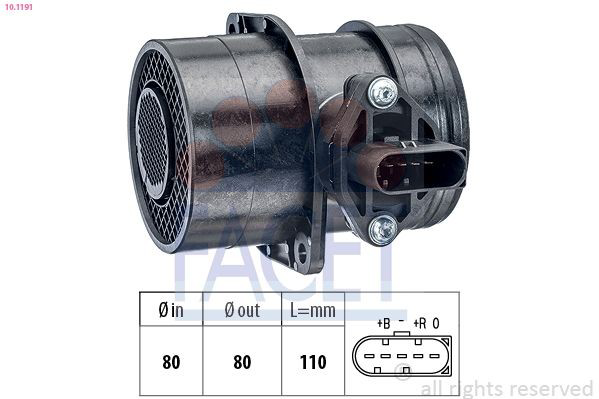 Sensor de fluxo (consumo) de ar, medidor de consumo M.A.F. - (Mass Airflow) para Skoda SuperB I 3U4