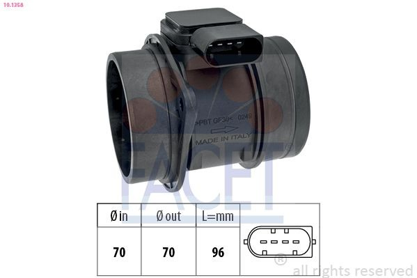 Sensor de fluxo (consumo) de ar, medidor de consumo M.A.F. - (Mass Airflow) para Mercedes A  W169