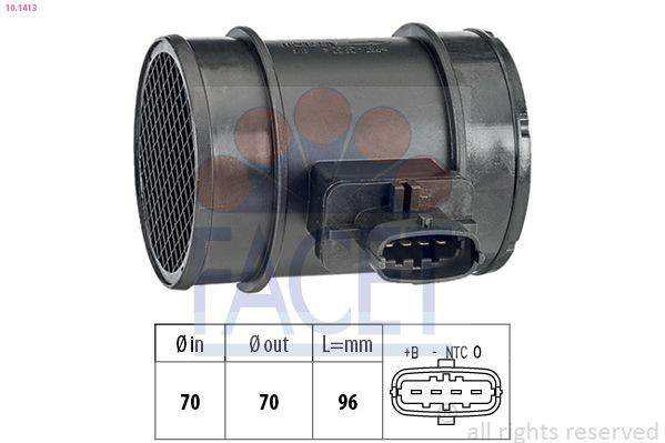  Sensor de fluxo (consumo) de ar, medidor de consumo M.A.F. - (Mass Airflow) Fiat 500 hatchback (312) (2007 - 2026) 